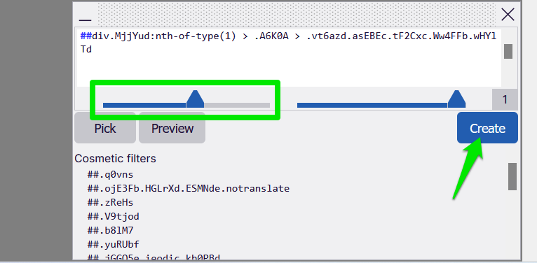 Creating Element Filter in uBlock Origin FireFox