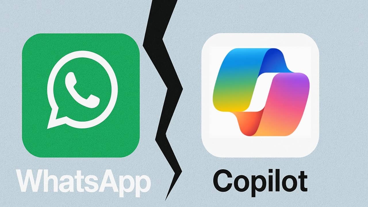 Copilot image prompt Create an image in landscape orientation showing WhatsApp and Copilot parting ways