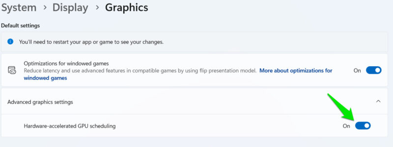 HAGS option in Windows 11