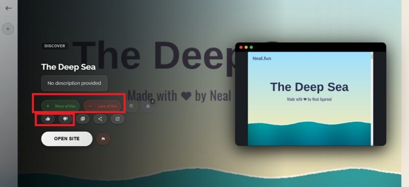 Liking and disliking sites on Viralwalk.