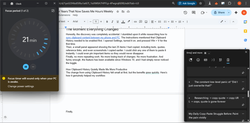 Focus Assist+clipboard History