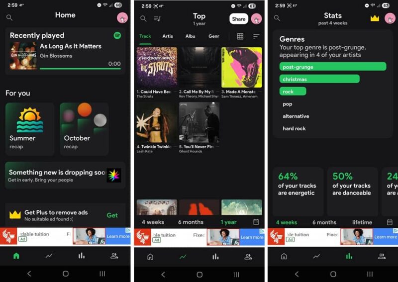 Viewing Spotify stats on Stats.fm