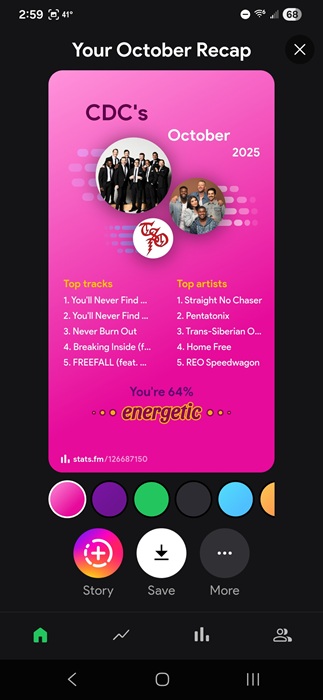 Wrapped style card in Stats.fm.