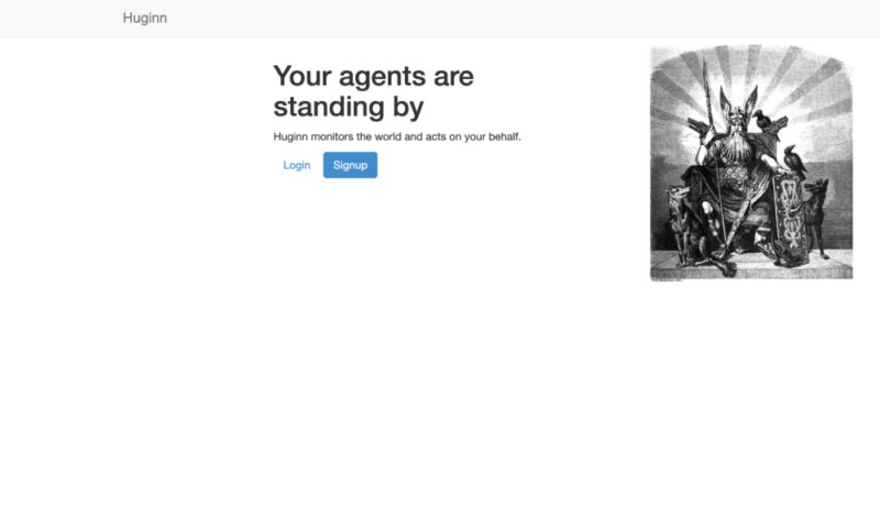 Huginn login page