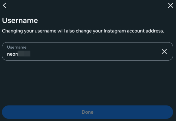 Changing current username in Instagram on PC. 