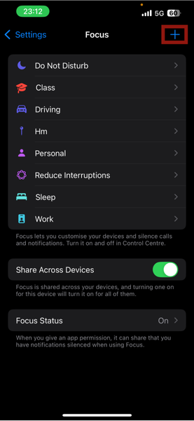 Iphone Add Focus Mode