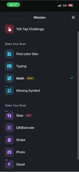 Iphone Alarmy Missions