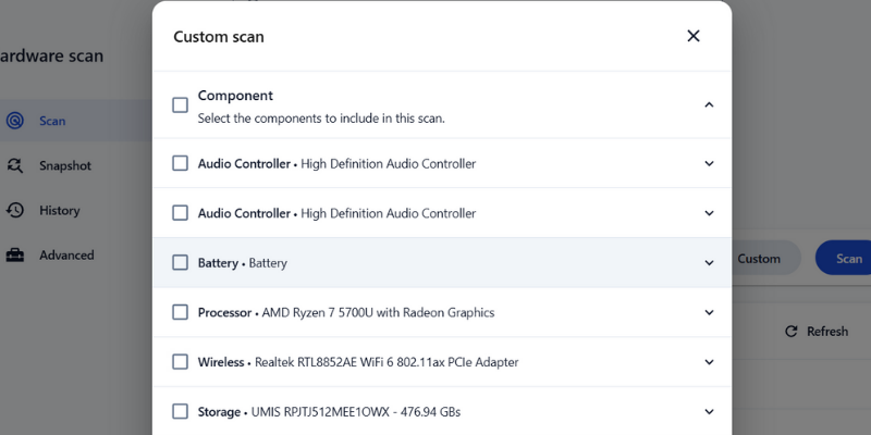 Lenovo Vantage Custom Scan