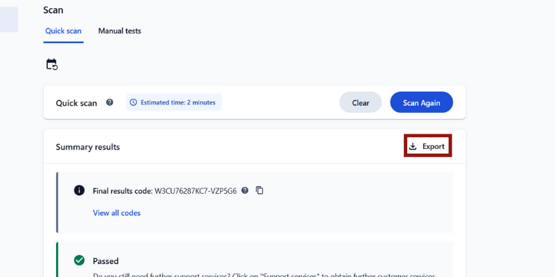 Lenovo Vantage Export Results