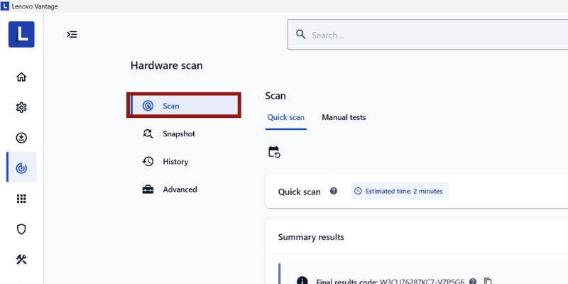 Lenovo Vantage Hardware Scan