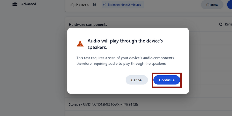 Lenovo Vantage Quick Scan Notice