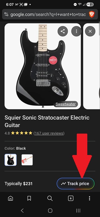 Tracking pricing for electric guitars.