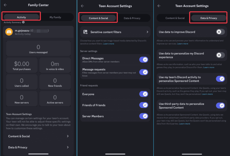 Manage Settings From Activity Dashboard