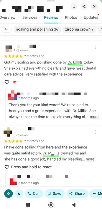 more Google reviews with name mentions