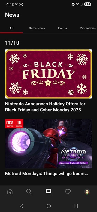 Viewing Nintendo news.