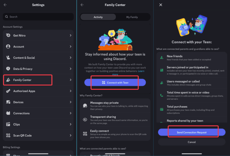 Parent Send Connection Request To Teen Discord
