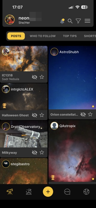 View of main feed in Picastro app on Instagram