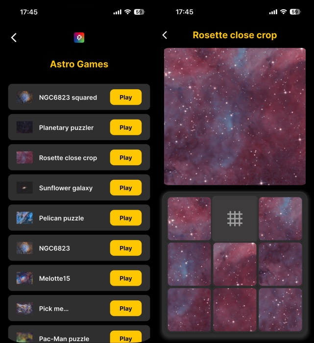 Playing puzzle games in Picastro app. 