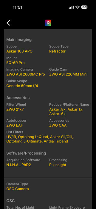Viewing StarCard for post in Picastro app. 