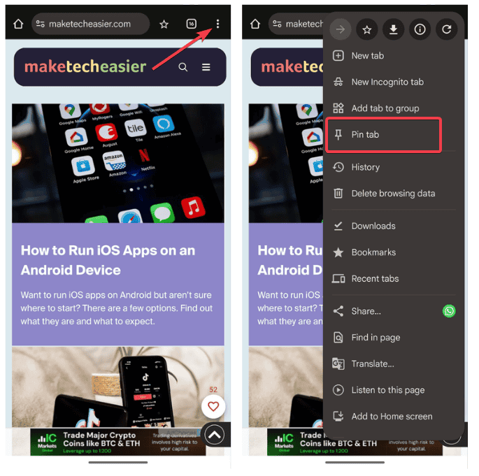 Pin Tab Google Chrome
