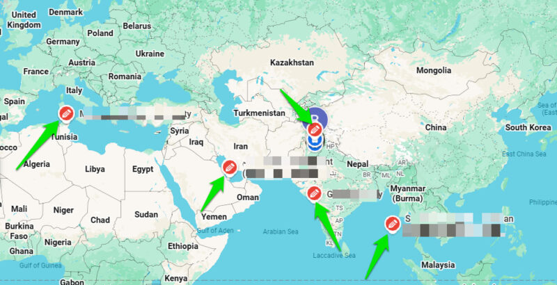 Reviews On World Map in different countries