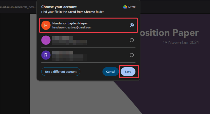 Select Google Account