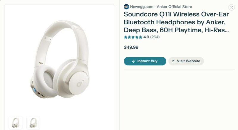 Choosing to instantly buy headphones.