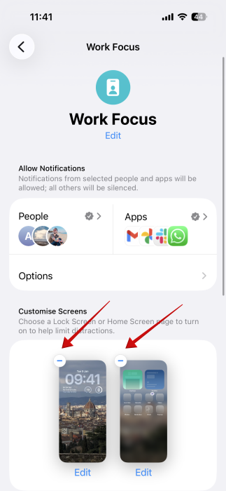 Removing wallpapers from Focus mode on iPhone. 