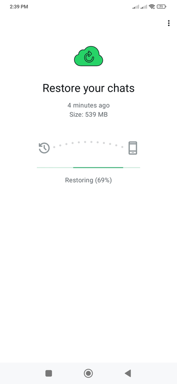 showing restoring progress