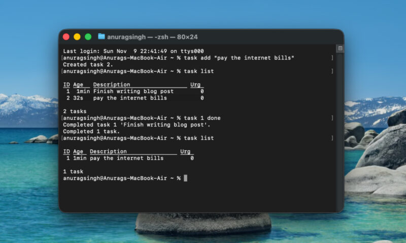 Taskwarrior completed tasks