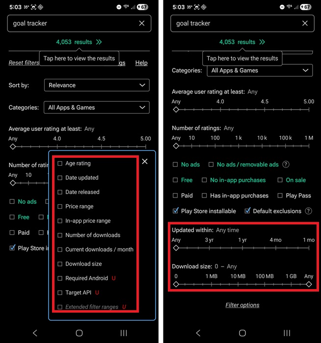 Adding more filters to App Finder.