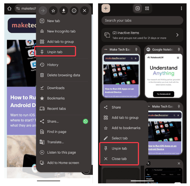 Unpin Or Close Pinned Tabs Google Chrome