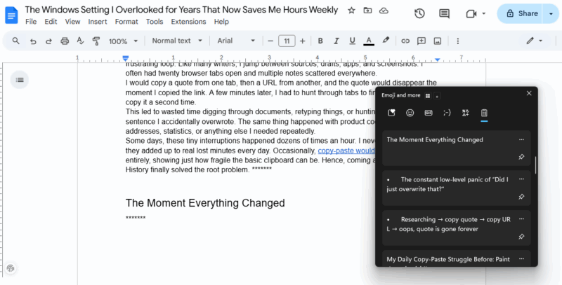 Using Windows Clipboard History