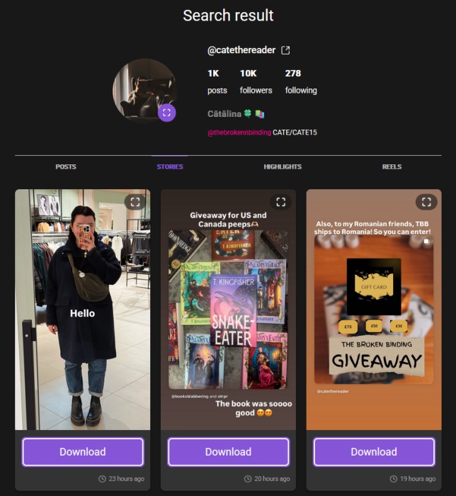 Viewing Instagram Stories through third-party anonymous Instagram profile viewer. 