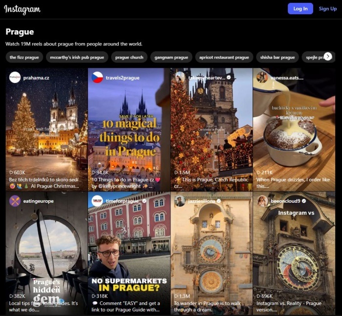 Viewing content tagged with keyword on Instagram without account.