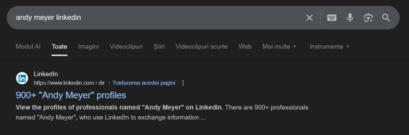 Searching for LinkedIn profile using Google. 