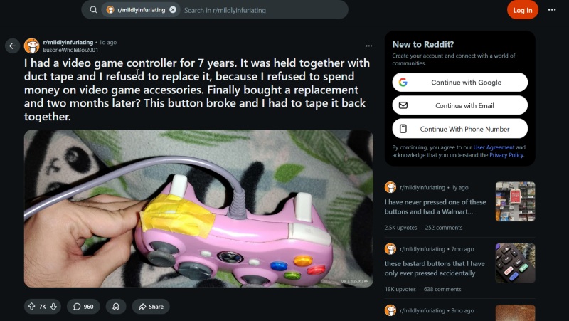 Viewing post on Reddit without an account.