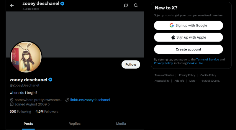 Viewing X profile without account on PC. 
