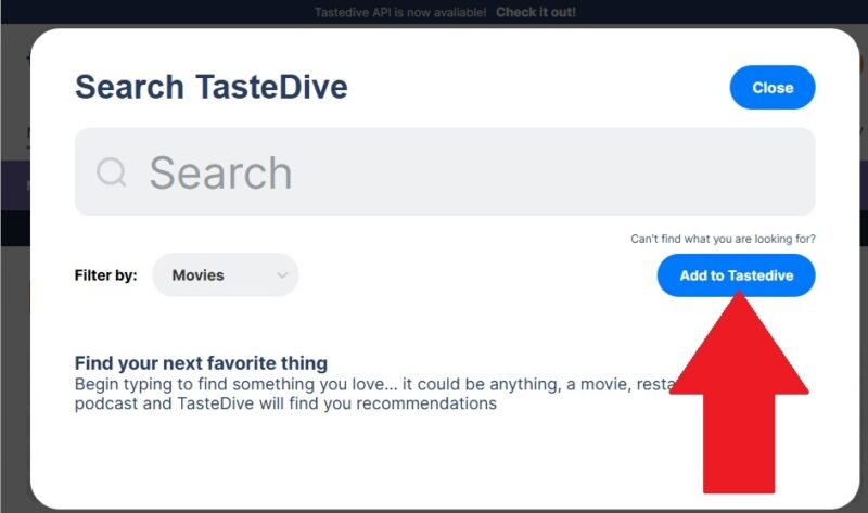 Adding a new item to TasteDive.