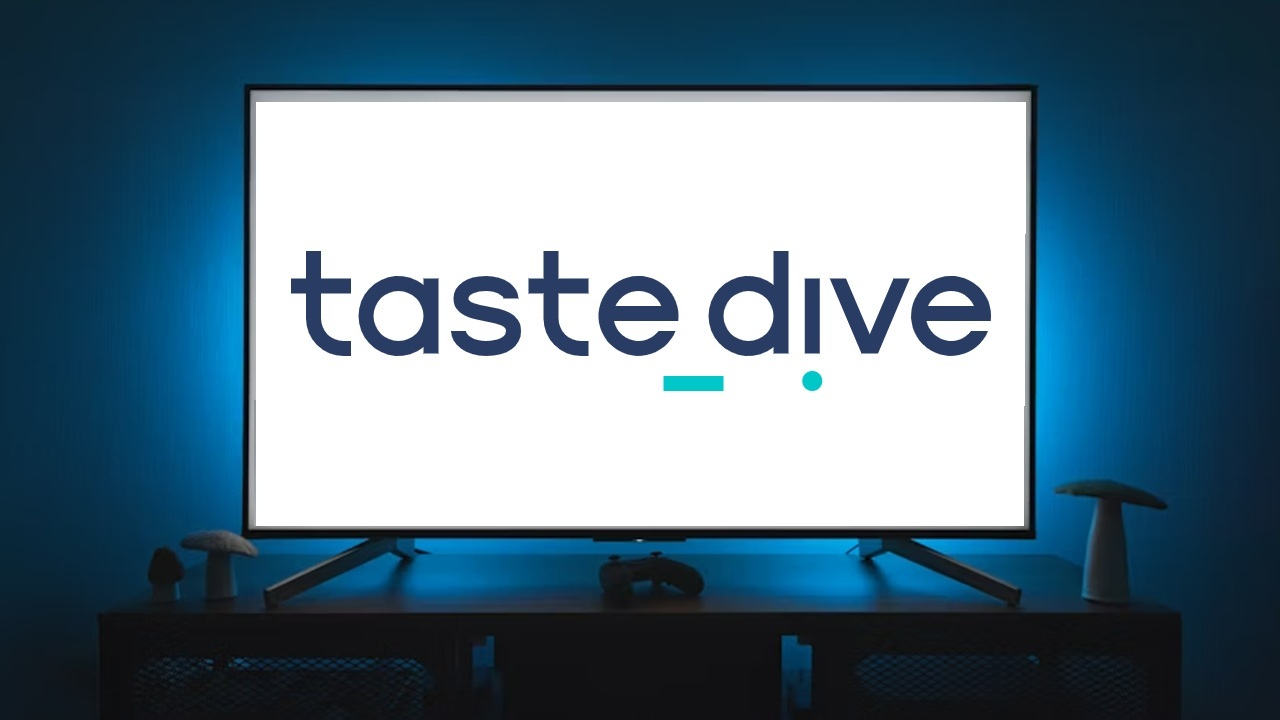 TasteDive logo on a TV screen.