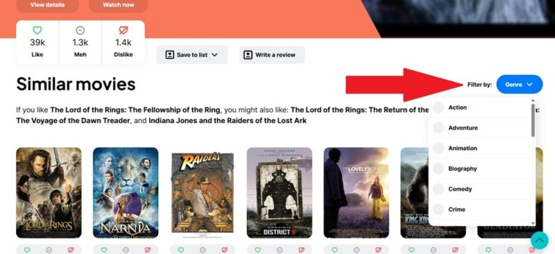 Filtering recommendations by genre.