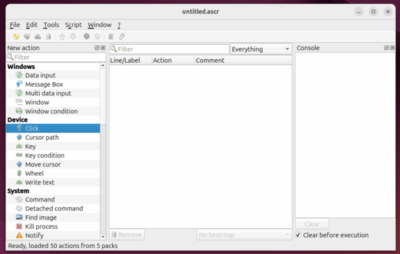 Actiona Main Interface