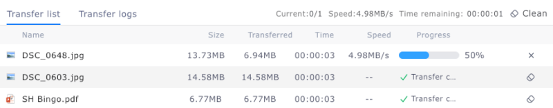 Deskin File Transfer Speed
