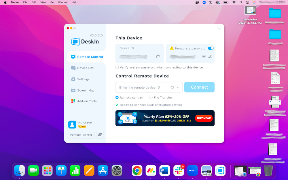 Trial of DeskIn's limited sieve sizing accords on MacOS