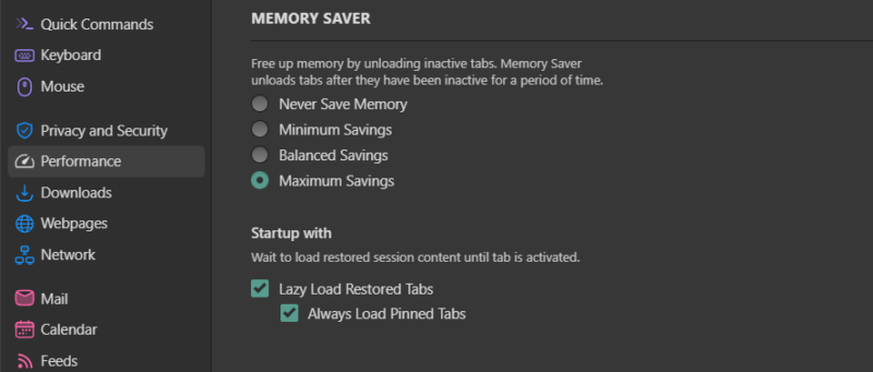 Enabling Tab Hibernation Through Memory Saver In Vivaldi