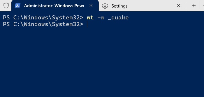 Quake mode launched directly from within the Terminal window.