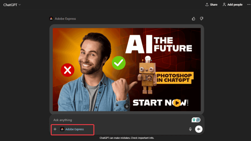 Using Adobe Express In Chatgpt