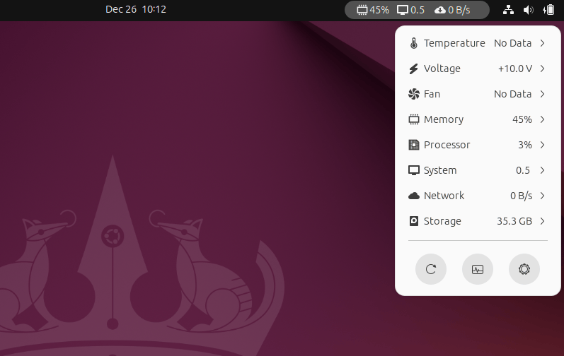 Vital Extension Showing System Resources On Ubuntu Tray
