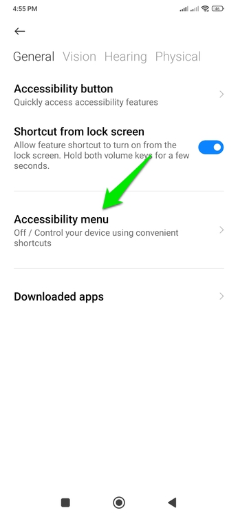 Accessibility Menu option in Android accessibility settings