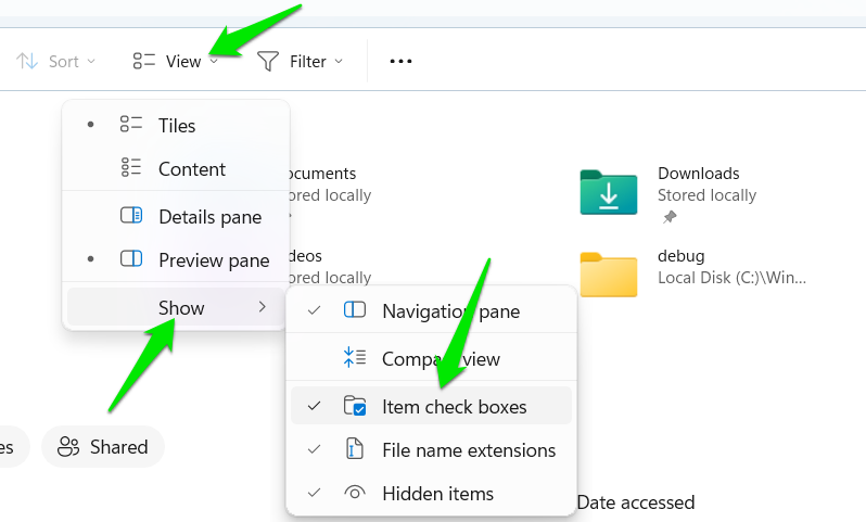 Add Item Check Boxes option File Explorer